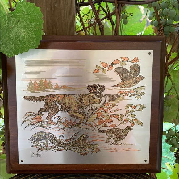 Currier & Ives Limited Edition Flush’d Dogs Hunting Damascene Etched Picture - Picture 1 of 5